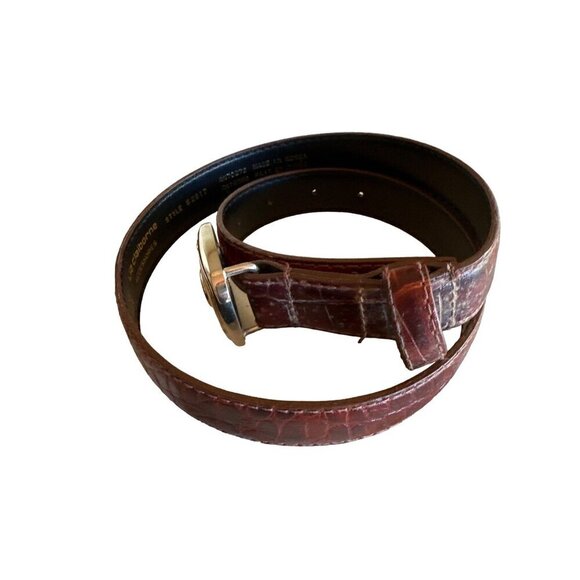 Liz Claiborne Vintage 1990s Brown Faux Croc Leather Belt Size Medium - Picture 3 of 6